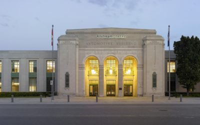 front view of allstream beanfield centre building exterior at night