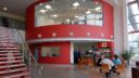 babraham research campus building interior seating area with food and drinks