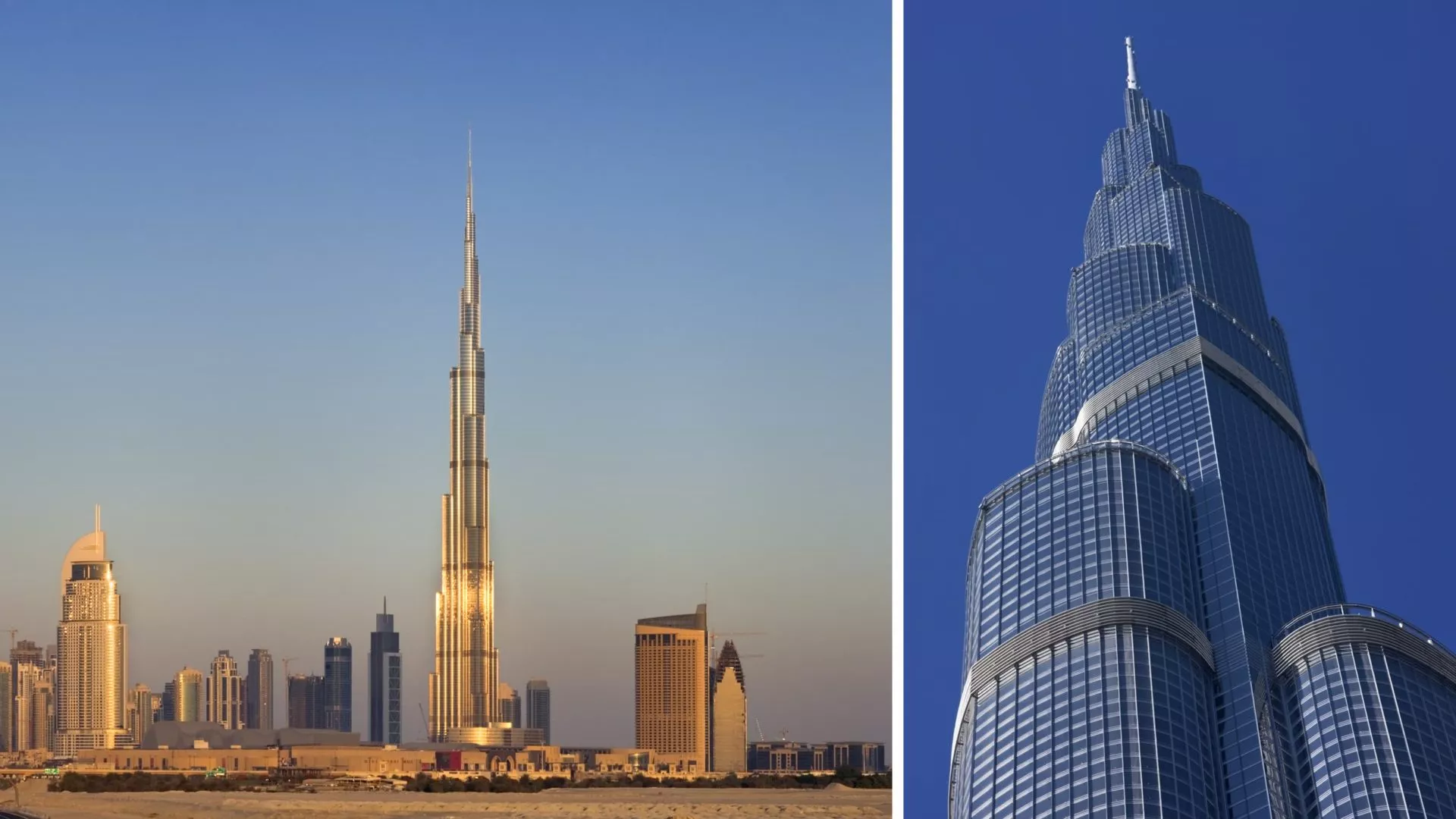 landscape and top view of burj kalifa building exterior