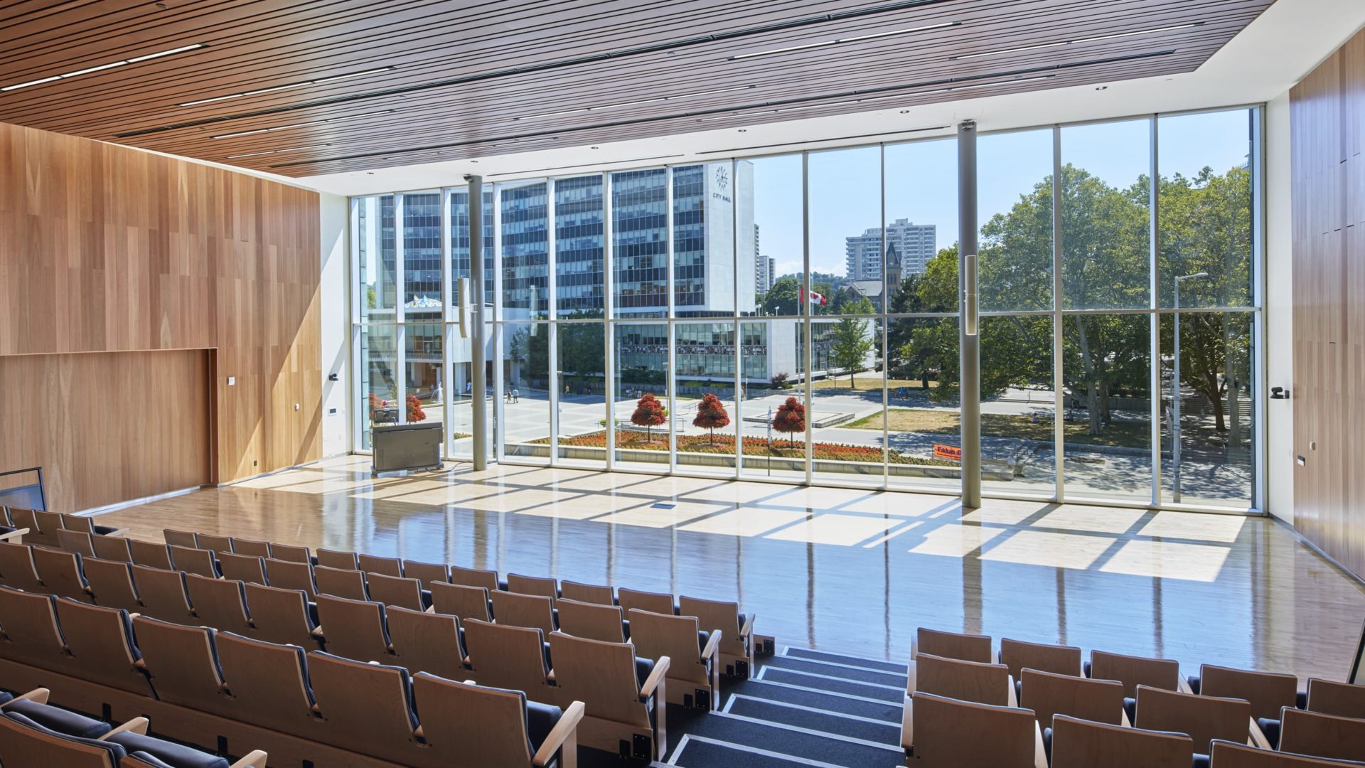 lecture hall in david braley health sciences centre at mcmaster university