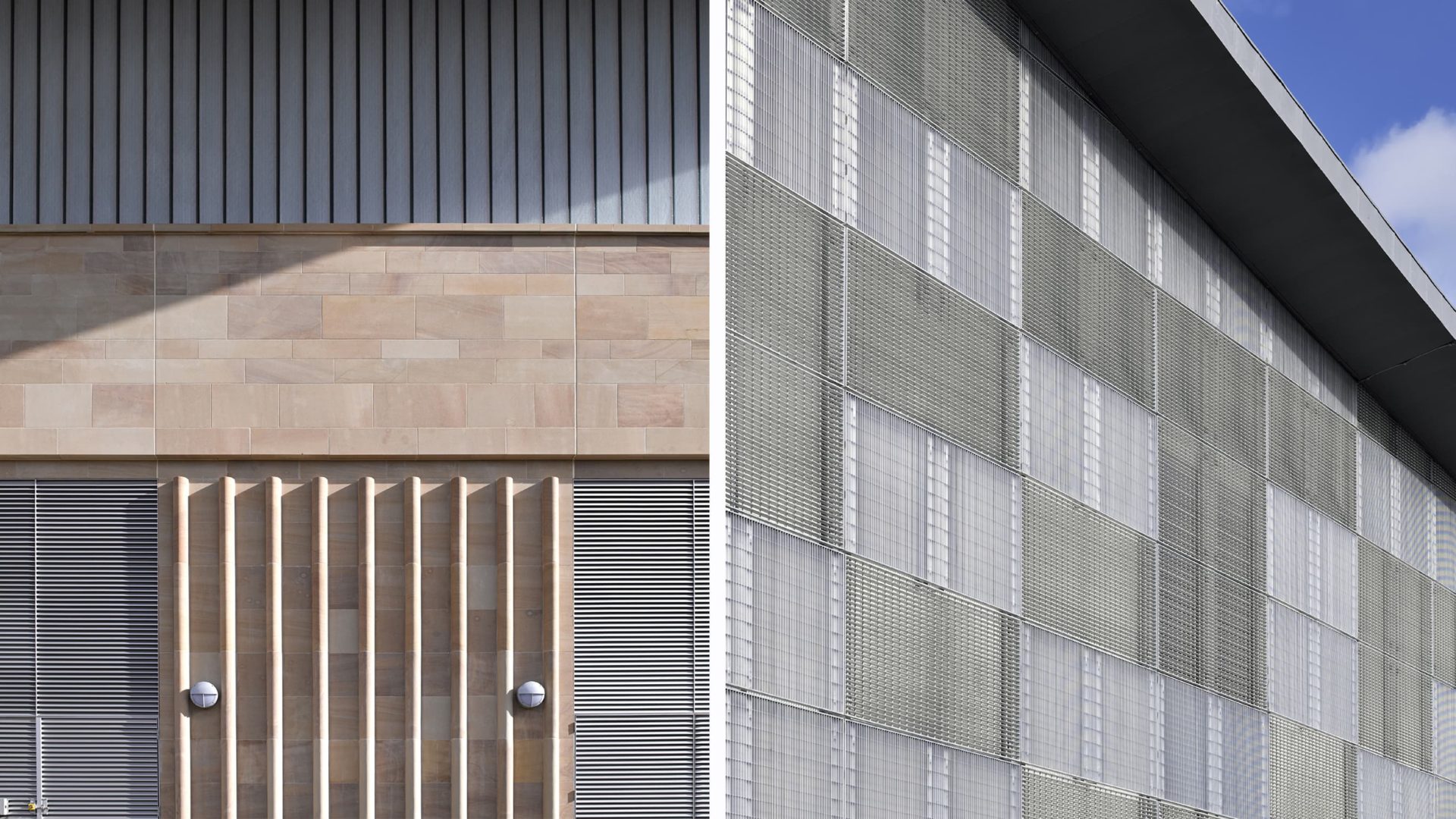 close up of building exterior walls at scottish power finnieston substation