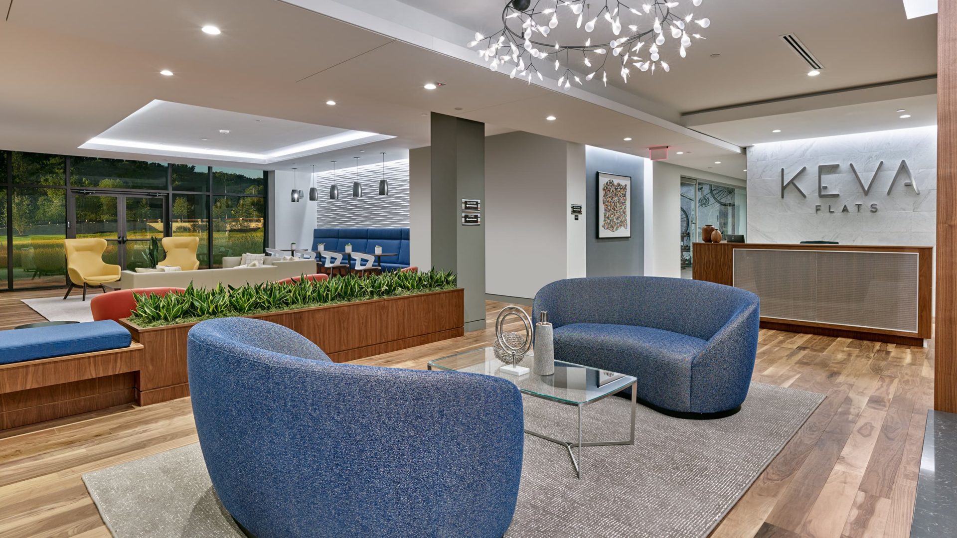 front desk area in keva flats apartments building
