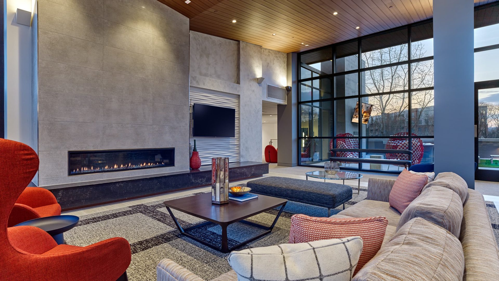 seating area and patio in keva flats apartments building