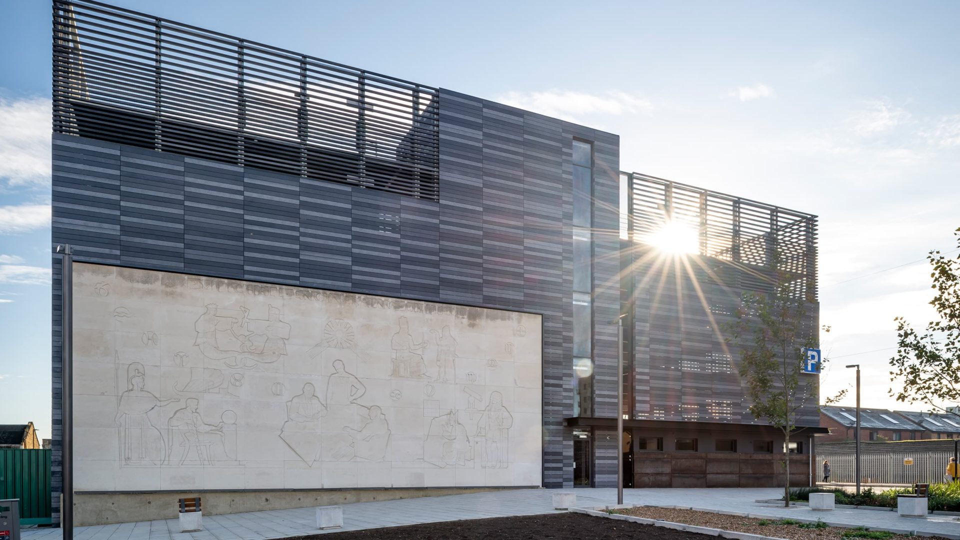 art wall and building exterior of sand martin house