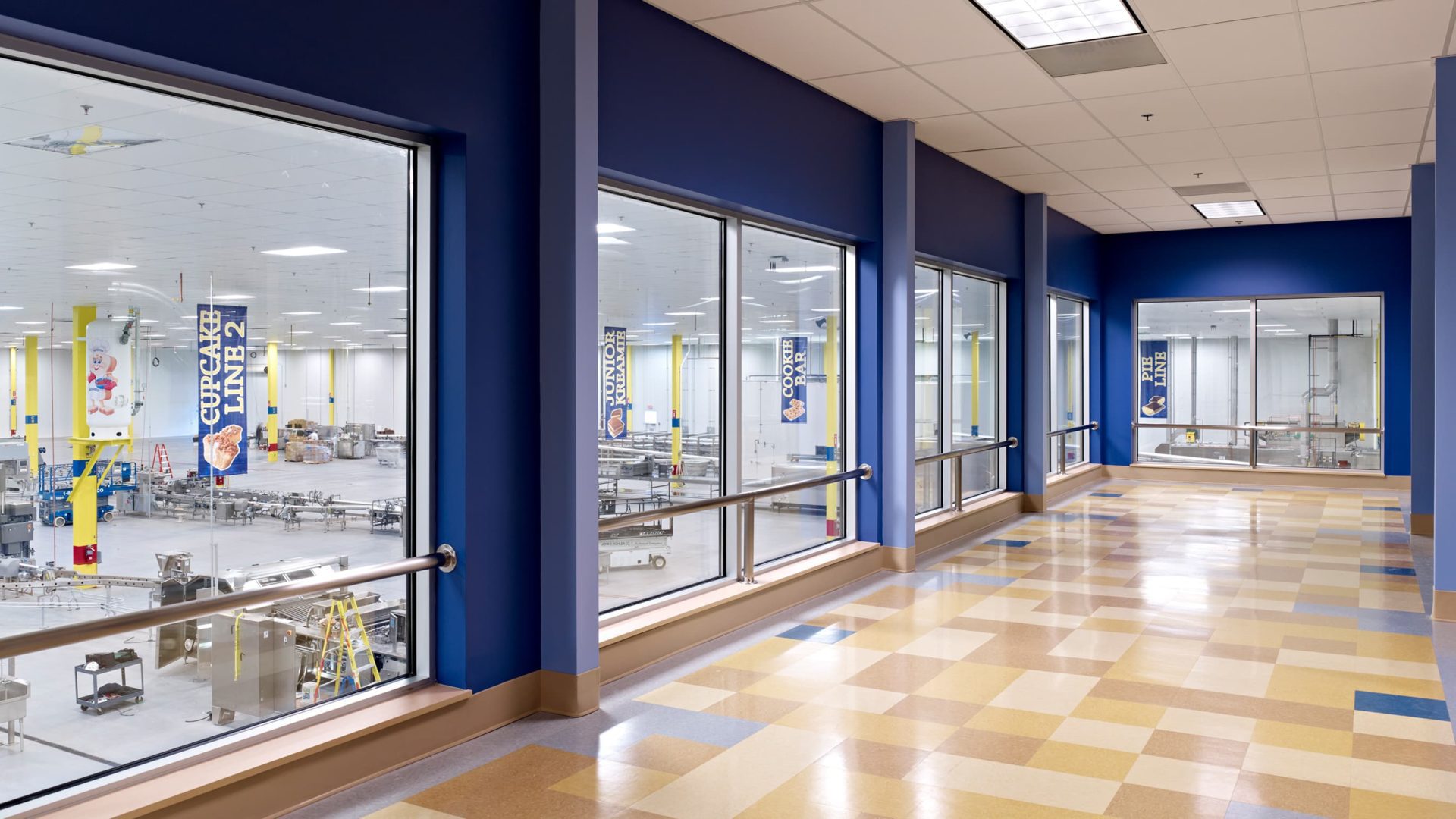 interior of industrial project tasty baking headquarters building