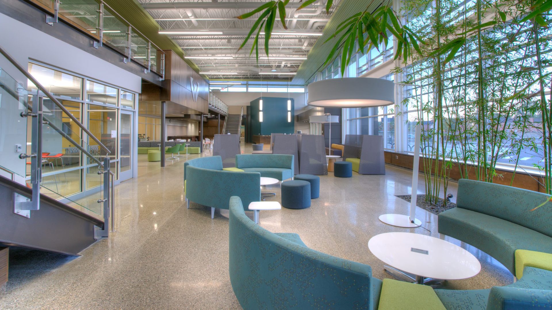 interior with couches at wayne state advanced technology education center