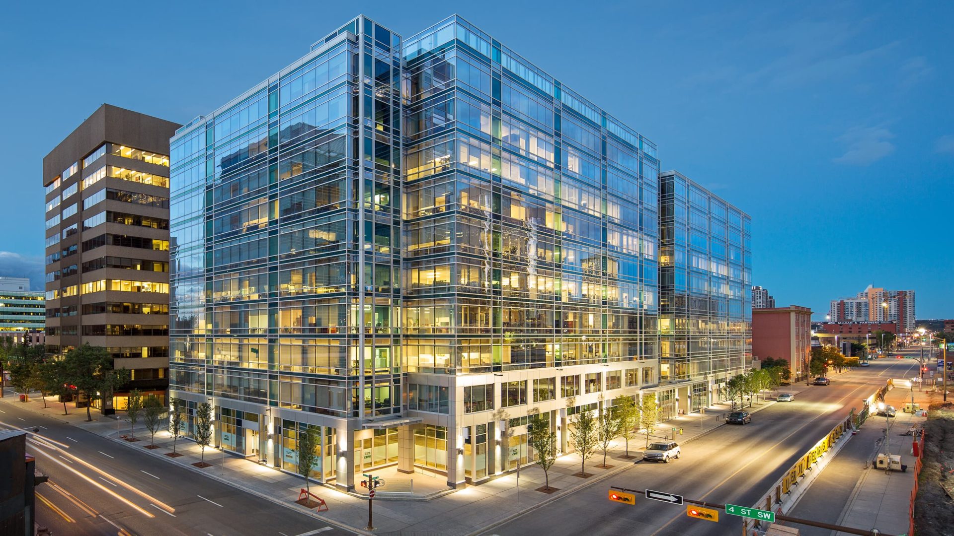 centre 10 building exterior at night
