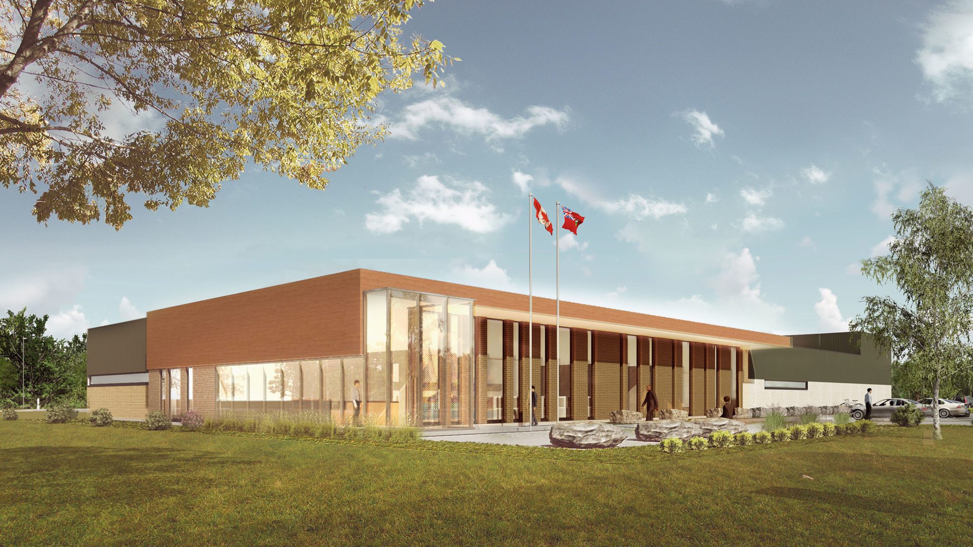 side view of OPP detachment facility building exterior in hawkesbury ontario