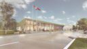 side view of OPP detachment facility building exterior in little current ontario