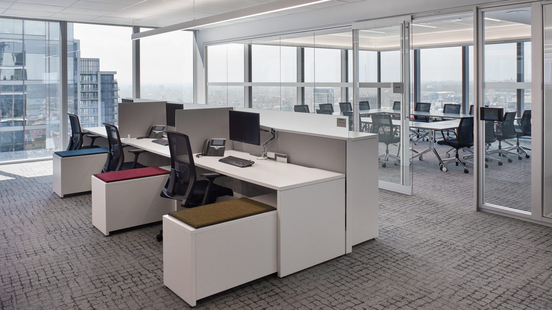 HarperCollins interior showing open office and adjacent meeting room