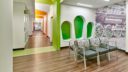 Roseville Waiting Area. bright with green and orange accents