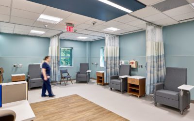 patient care area with curtain barriers