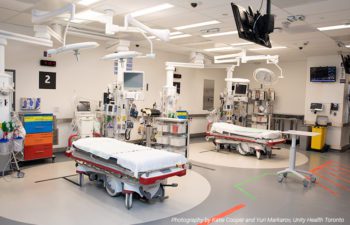 an empty trauma bay in a hospital