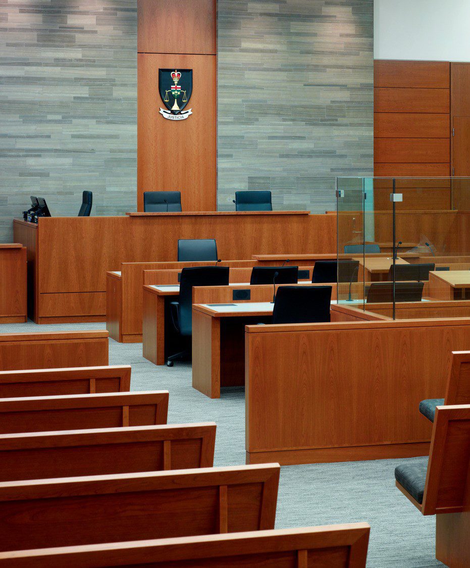 Courtroom inside Waterloo Region Courthouse