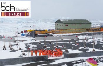 Construction team on site in Antarctica