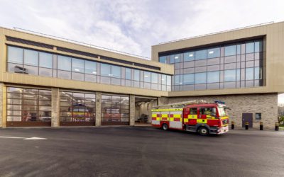 Outside rendering of Blue Light services hub at ground level.